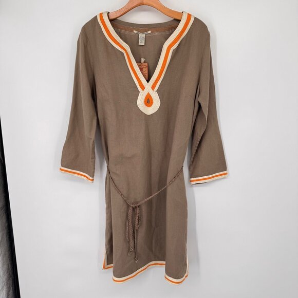 Lucky Brand Womens Tunic Dress Beige m Boho Style Linen Blend size Large new - Picture 7 of 13